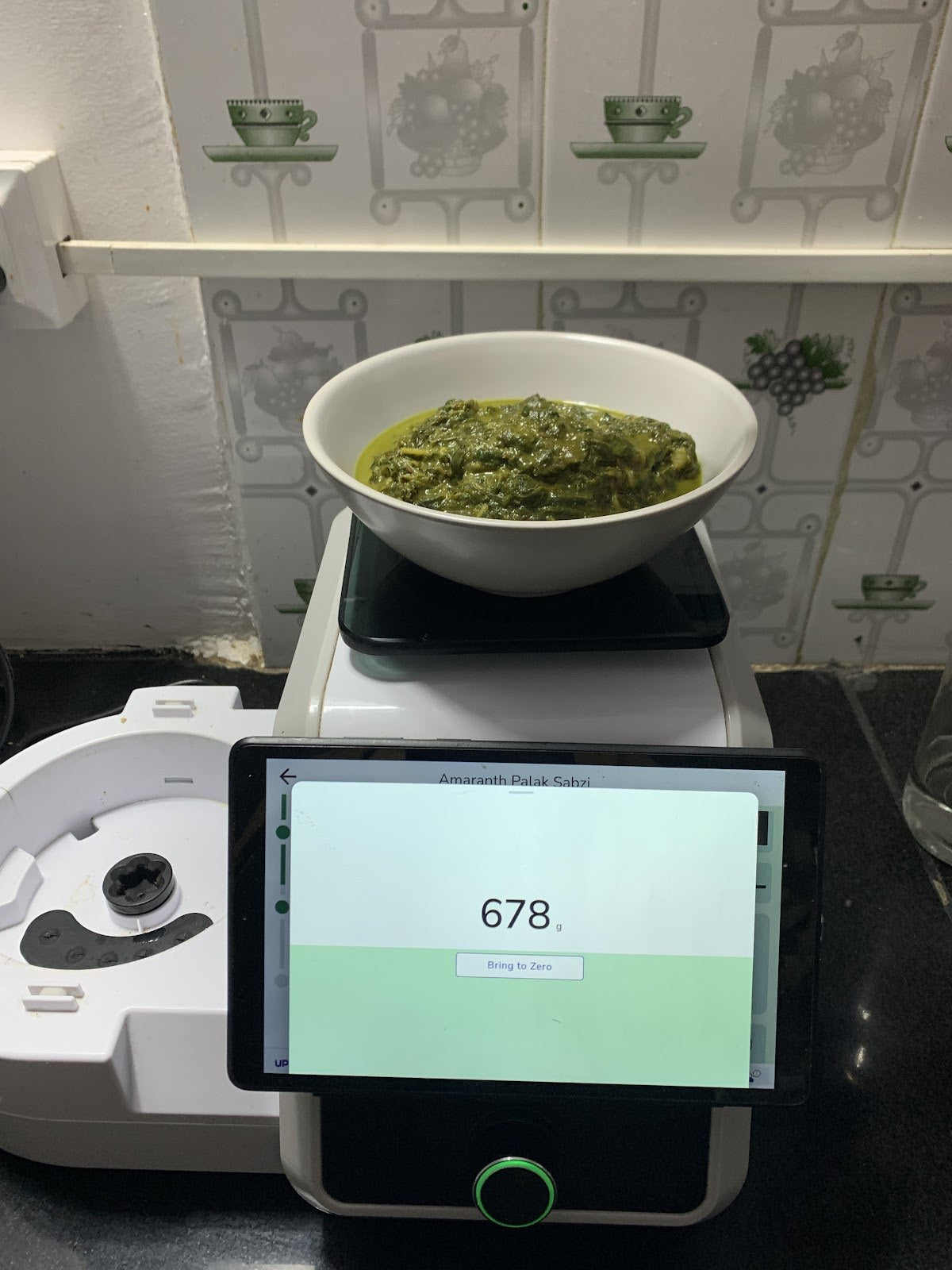 The device, mid-cook